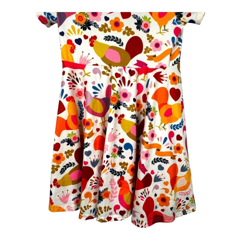 Marie Nicole Girls Dress Lot of 2‎ Sz Lg/4 Spring Summer Multicolor Rooster Dino